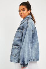 Blue Acid Wash Oversize Denim Jacket - Annie-Jackets