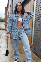 Blue Acid Wash Oversize Denim Jacket - Annie-Jackets