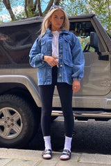 Blue Acid Wash Oversize Denim Jacket - Annie-Jackets