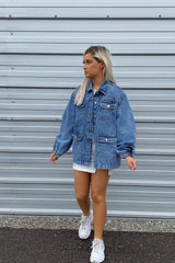 Blue Acid Wash Oversize Denim Jacket - Annie-Jackets