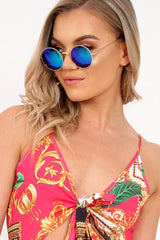 Blue And Green 90's Round Sunglasses - Maryjane-Sunglasses