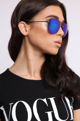 Blue And Green Reflective Aviator Sunglasses - Rhio-Sunglasses
