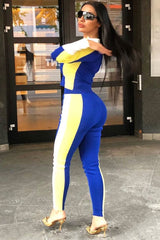 Blue And Yellow Striped Tracksuit - Cayla-Co-ords