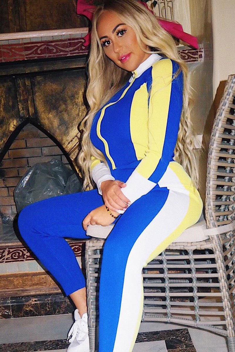 Blue And Yellow Striped Tracksuit - Cayla-Co-ords