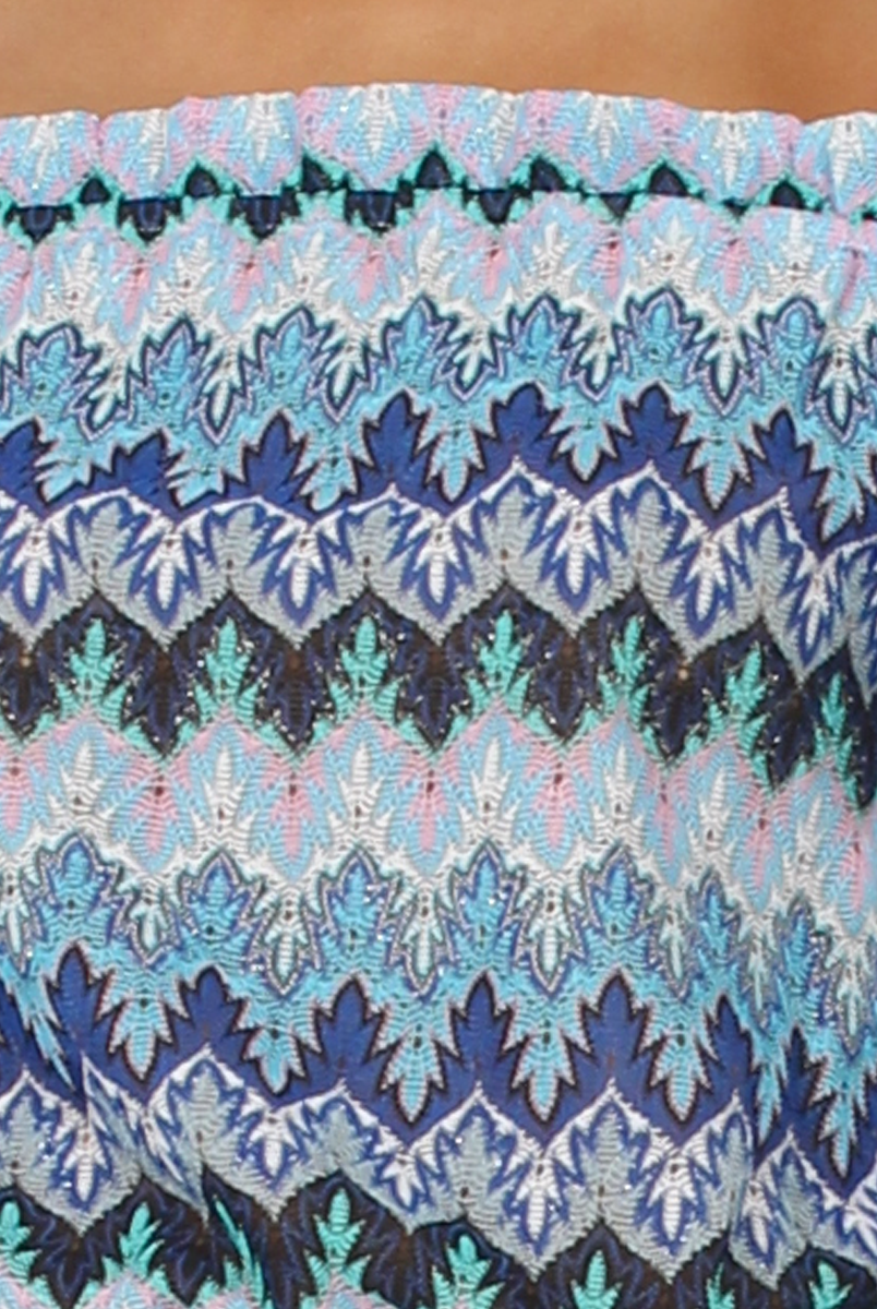Blue Aztec Print Crochet Bardot Playsuit - Nelly-Playsuits