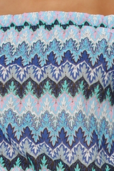 Blue Aztec Print Crochet Bardot Playsuit - Nelly-Playsuits