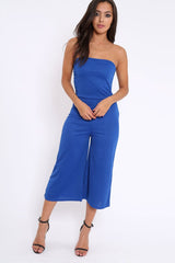 Blue Bandeau Cropped Culotte Jumpsuit - Jamilia-Jumpsuits