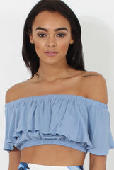 Blue Bardot Crop Top - Adelaide-Crop Tops