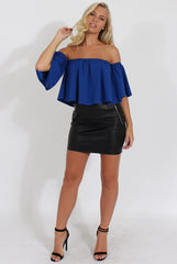 Blue Bardot Crop Top - Bryony-Crop Tops