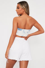 Blue Bardot Tie Dye Crop Top - Vashti-Crop Tops