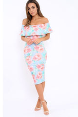 Blue Bardot Tropical Floral Midi Dress - Anaise-Dresses