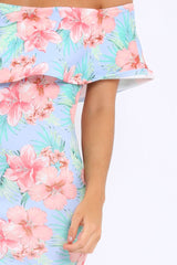 Blue Bardot Tropical Floral Midi Dress - Anaise-Dresses