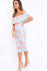 Blue Bardot Tropical Floral Midi Dress - Anaise-Dresses