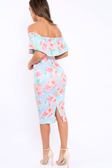 Blue Bardot Tropical Floral Midi Dress - Anaise-Dresses