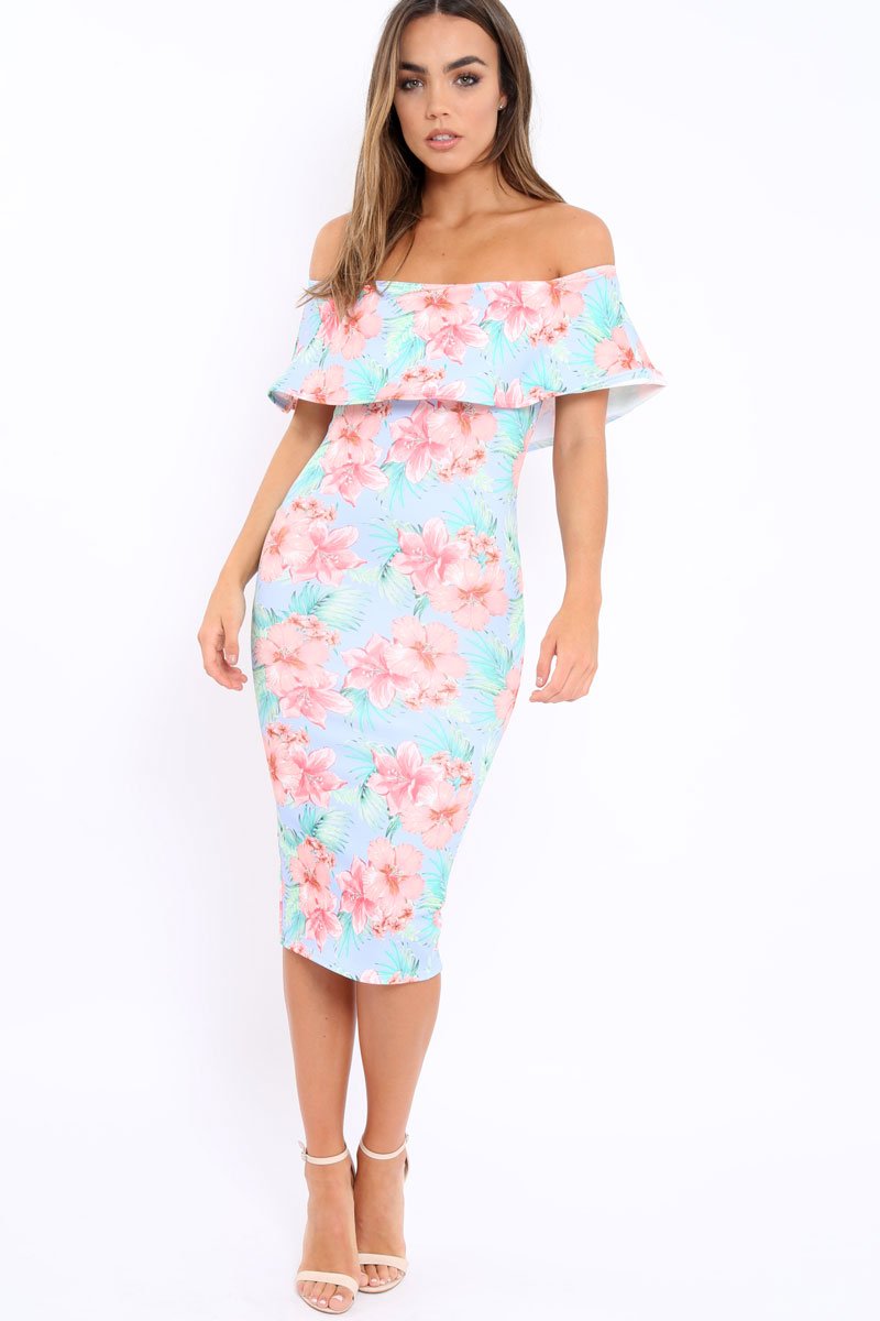 Blue Floral Bardot Dress Sale Floral Print Bardot Dress Discount Forever Unique Women S Blue Floral Bardot Dress Sale Floral Print Bardot Dress Discount Forever Unique Women S