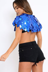 Blue Big Disc Sequin Cape - Lizzie-Tops
