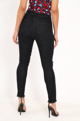 Blue Black Distressed Skinny Jeans - Pellie-Jeans