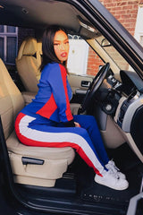 Blue Black Red Striped Tracksuit - Greylynn-Loungewear