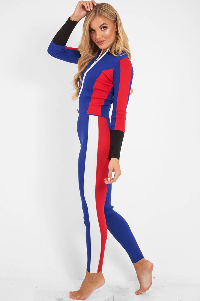 Blue Black Red Striped Tracksuit - Greylynn-Loungewear