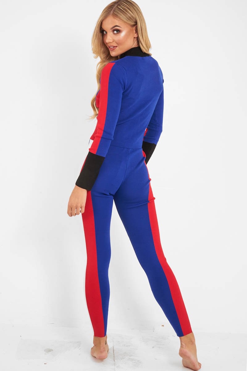 Blue Black Red Striped Tracksuit - Greylynn-Loungewear