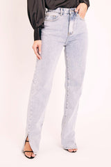 Blue Bleached Distressed Back Denim Jeans - Imogen-Jeans