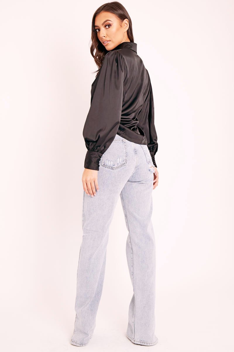 Blue Bleached Distressed Back Denim Jeans - Imogen-Jeans