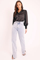 Blue Bleached Distressed Back Denim Jeans - Imogen-Jeans