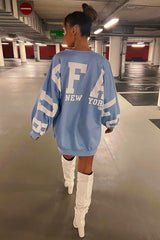 Blue Buffalo New York Slogan Sweater Dress Nazaria Rebellious Fashion