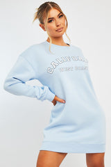 Blue California Slogan Sweater Mini Dress - Immi-Dresses