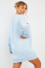 Blue California Slogan Sweater Mini Dress - Immi-Dresses