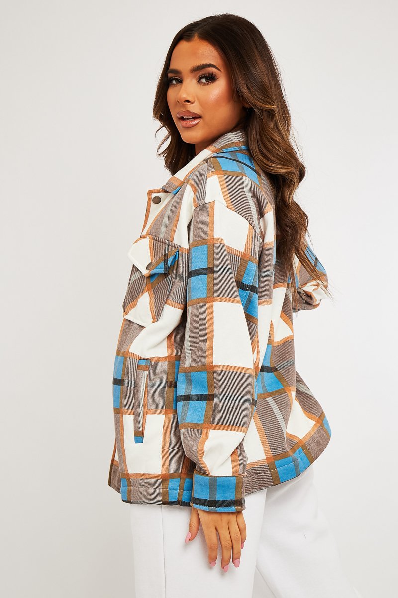 Blue Camel Check Pocket Front Shacket - Misa-Shacket