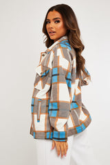 Blue Camel Check Pocket Front Shacket - Misa-Shacket