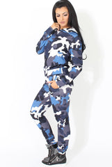 Blue Camouflage Two Piece Loungewear Set - Alice-Co-ords