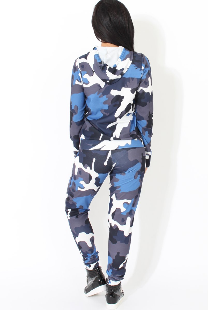 Blue Camouflage Two Piece Loungewear Set - Alice-Co-ords