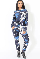 Blue Camouflage Two Piece Loungewear Set - Alice-Co-ords