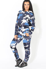 Blue Camouflage Two Piece Loungewear Set - Alice-Co-ords