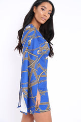 Blue Chain Blazer Cape Dress - Nirvi-Dresses
