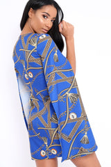 Blue Chain Blazer Cape Dress - Nirvi-Dresses