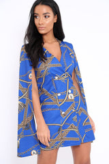 Blue Chain Blazer Cape Dress - Nirvi-Dresses