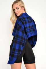 Blue Check Batwing Crop Knit Jumper - Marisa-Jumper