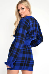 Blue Check Knit Mini Skirt - Crissy-Skirts