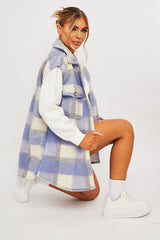 Blue Check Sleeveless Shacket - Brittanie-Shacket