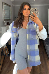 Blue Check Sleeveless Shacket - Brittanie-Shacket