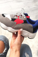Blue Chunky Lace Up Trainers - Dita-Trainers
