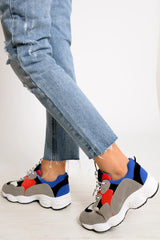 Blue Chunky Lace Up Trainers - Dita-Trainers