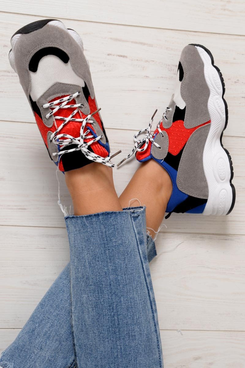Blue Chunky Lace Up Trainers - Dita-Trainers