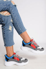 Blue Chunky Panel Trainers - Libby-Trainers