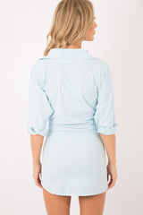 Blue Corset Front Shirt Dress - Malika-Shirts