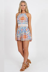 Blue Crochet Playsuit - Yolanda-Playsuits