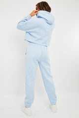 Blue Cropped Oversized Hoodie and Joggers Co-ord - Karenza-Loungewear